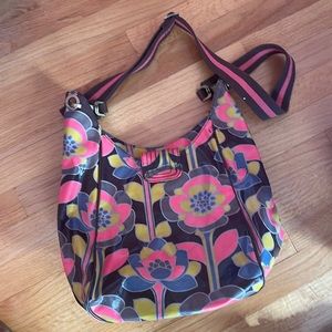 Boden Orla Kiely inspired coated floral crossbody bag
